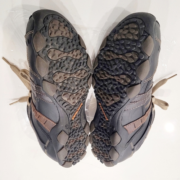 Men's Skechers Black Leather Lace Up Shoes Size 8.5 - Picture 5 of 7